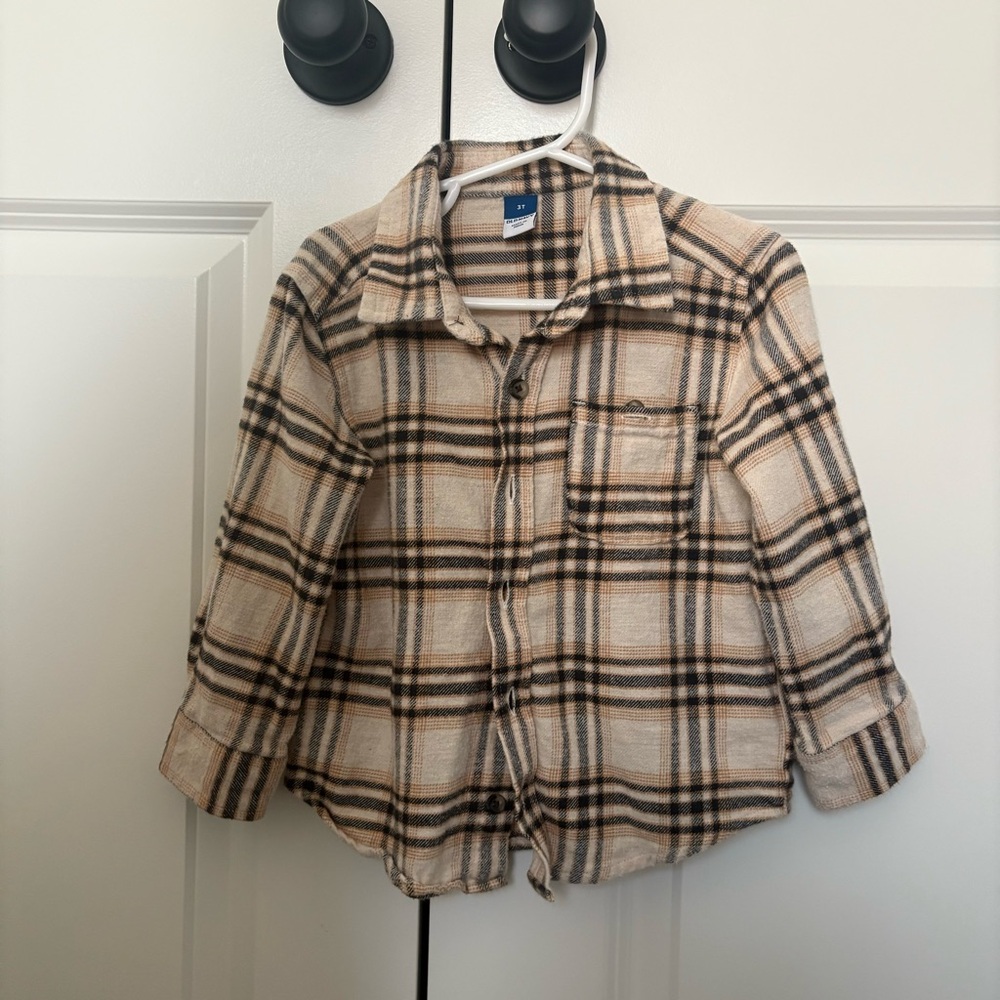 Old Navy Plaid Shirt - Beige and Black